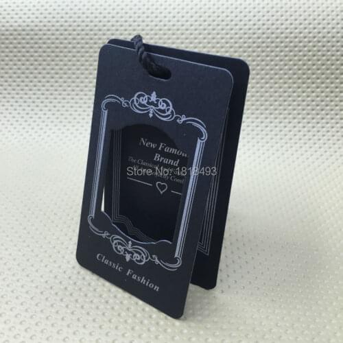 Custom black matt laminated cardboard tags/ custom shape cutting tags/clothing kraft paper hang tag/garment tags printing