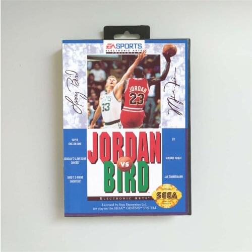 Jordan vs. Bird One-on-One - USA Cover With Retail Box 16 Bit MD Game Card for Sega Megadrive Genesis Video Game Console