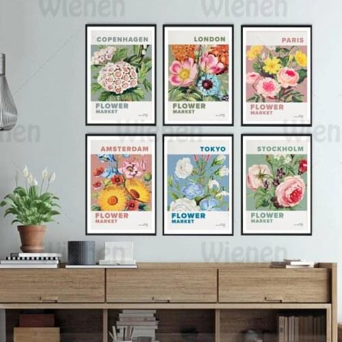 Flower Market Collection Picture Wall Art Canvas Painting Nordic Art Posters and Prints Florist Decor Living Room Bedside Decor