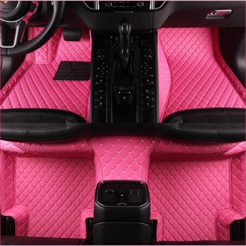 Custom fit car floor mats for Porsche 911 718 Cayenne SUV Cayman Macan Panamera carpet waterproof car styling Female use(Pink