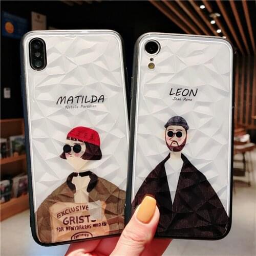 Leon Mathilda Couple Phone Case Cover For Iphone 12 mini 11 Pro X Xs Max Xr 10 8 7 6 6s Plus Luxury Diamond Hard Silicone Funda