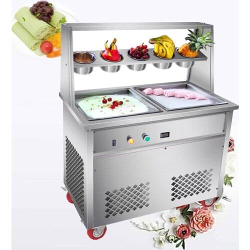 Best Selling Stainless Steel Fried Ice Cream Machine For Milk Tea Shop Snack Street Yogurt Ice Cream Roll Machine 1800W
