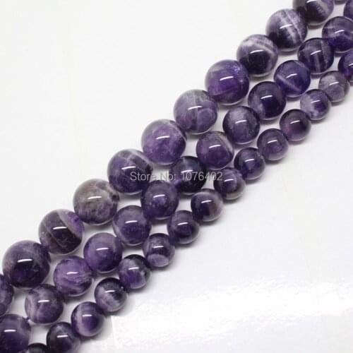 Mini. order is $7! 8-12mm Natural Strip Dog Tooth Amethysts Round Fa-store Spacer DIY Loose Beads 15"