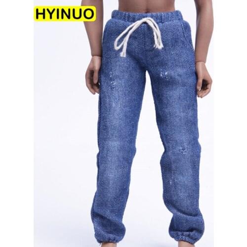 2 Colors 1/6 Scale Men Fashion Casual Pants Male Shredded Pants Sweatpants Clothes Clothing Set For 12" Action Figure Male Body