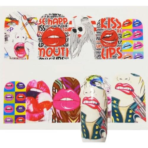 Nail Sticker Ashionable Nail Decorations Art Tips Lips Water Transfers for Ladies Decals nail art tools C09