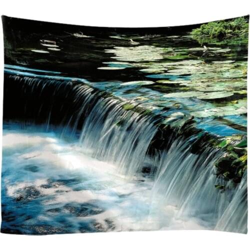 Natural Landscape Forest Falls Woods Waterfall Tapestry Wall Hanging Bed Spread Beach Towel Table Cloth Yoga Mat Large Size
