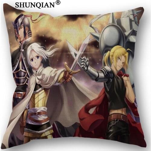 Custom Fullmetal Alchemist Cotton Linen Square Zippered Pillow Cover For Office,Family Customize Your Picture 45x45cm