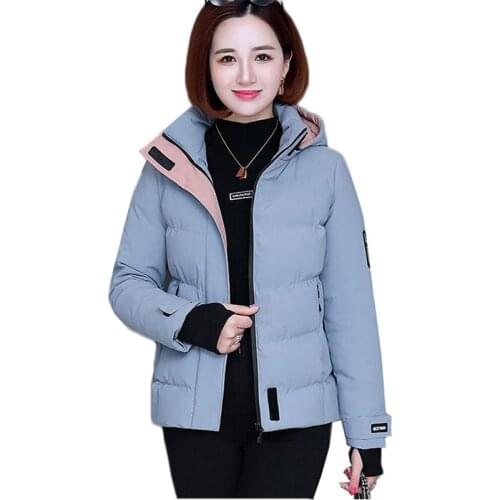 2021 New Winter Womens Down Padded Jacket Womens Clothes Short Jacket Parka Thickened Hooded Winter Female Coat Outerwear 3XL