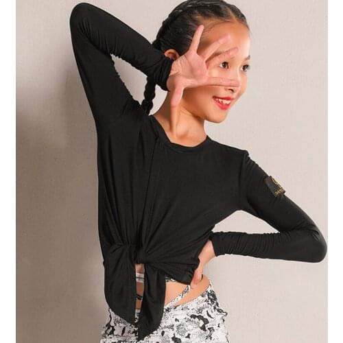 ChildrenS New Latin Dance Top Practice Clothes For Girls Long-Sleeve Slim Shirt Ballroom Samba Tango Waltz Dancing Wear DWY4624