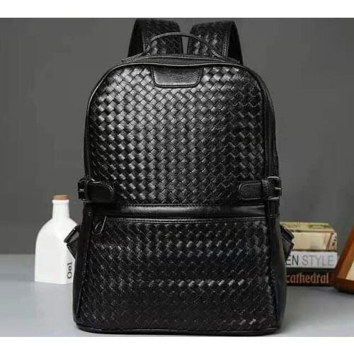 New hand-woven backpack business casual backpack backpack South Korean fashion bag PU woven backpack