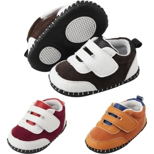 2018 PU Baby Shoes Newborn Baby Shoes Sports Color Matching First Walker PU Casual Sports Baby Shoes for Boys