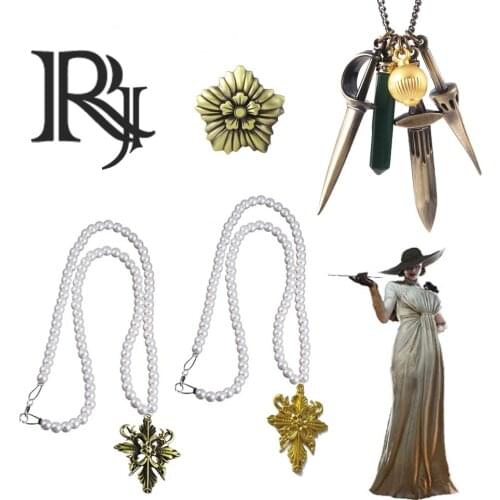 Game Village Alcina Dimitrescu Cosplay Necklace Vampire Madam Biohazard Village Cosplay Props