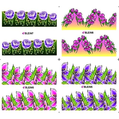 4 PACKS / LOT Nail Art Water Transfers Stickers Nail Decals Water Decal Flowers FULL COVER LILY ROSE PETALS M005-M008