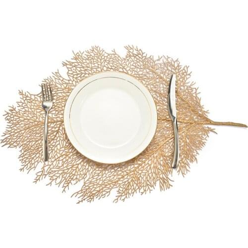 PVC Placemat for dining table Coasters Lotus Leaf Palm Leaf Simulation Plant Cup Coffee Table Mats Kitchen Christmas Home Decor