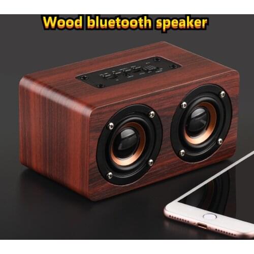 Portable Wood Bluetooth Speaker with HIFI Stereo Sound, 1500mAh Handcrafted Retro Wireless Louderspeaker with MIC TF AUX Play