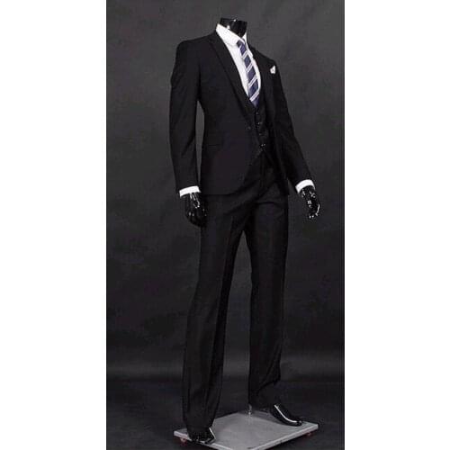 Slim Fit Groom Tuxedo Groomsmen Black Wedding/Dinner/Evening Suits Best Man Bridegroom (Jacket+Pants+Tie+Vest) B16