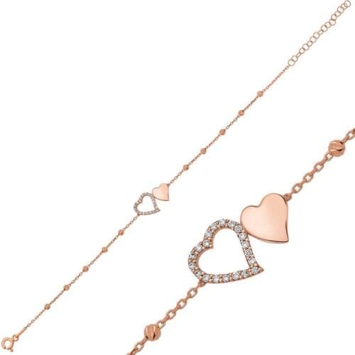 Silver Dorissa Two Heart Women Bracelet