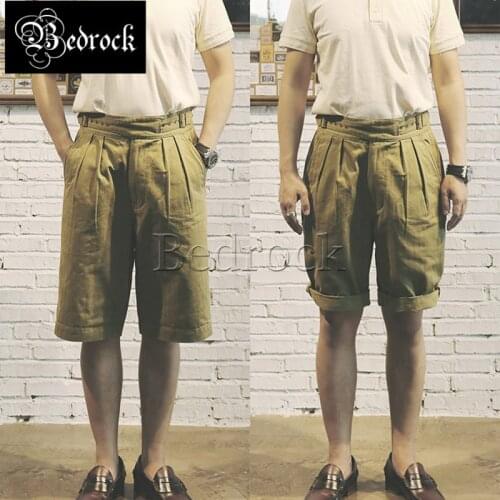 RT Khaki GURKHA shorts British Army Shorts Mens Summer Retro Loose Herringbone Army Pants high waist tooling knee length Pants