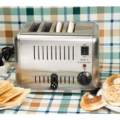 4 Slots Bread Toaster Household Breakfast Helper Breakfast Assistant Household Toaster Full Stainles Steel Toast Oven ETS-4