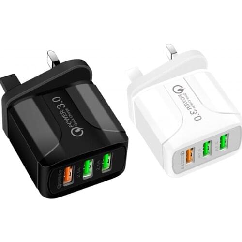 5.1A EU/US/UK Plug USB Charger 3 USB QC3.0 Mobile Phone Charger Universal Travel Charging Charger for IPhone Samsung Xiaomi