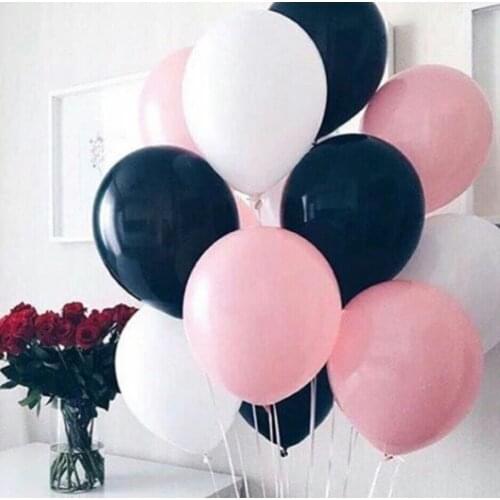 30pcs/lot Wedding Decoration Ballons 12inch Pnk Black White Latex Balloon Inflatable Air Balls For Happy Birthday Party Balloons