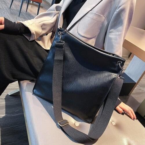 2021 New PU Leather Bucket bag Women Shoulder Bag Female Crossbody Bags Handbag Large Capacity Eco Reusable Shopping Bag Pocket