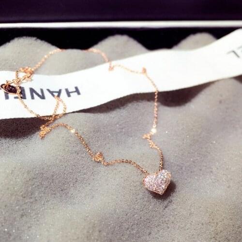 Women Luxury Bling AAA Zircon Love Heart Pendant Necklace High Quality Exquisite CZ Female Choker Wedding Bridal Jewelry Gift