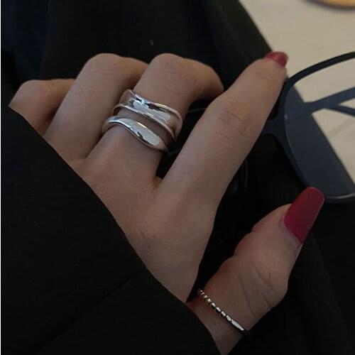 New Fashion Wave Double Layer Matching Rings for Women Aesthetic Couple Engagement Adjustable Accessories Jewelry Gift Wholesale
