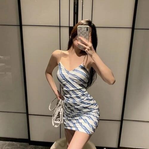 Dresses for women Letter sling dress female summer Korean casual sleeveless short dress party club elegant backless vestidos Y2K