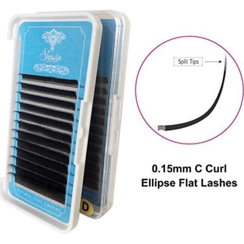 0.2mm Ellipse Flat Eye Lashes Extension, All Size Volume Individual False eyelashes Mink 3D Natural Eyelashes 8-15mm C/CC/D/DD