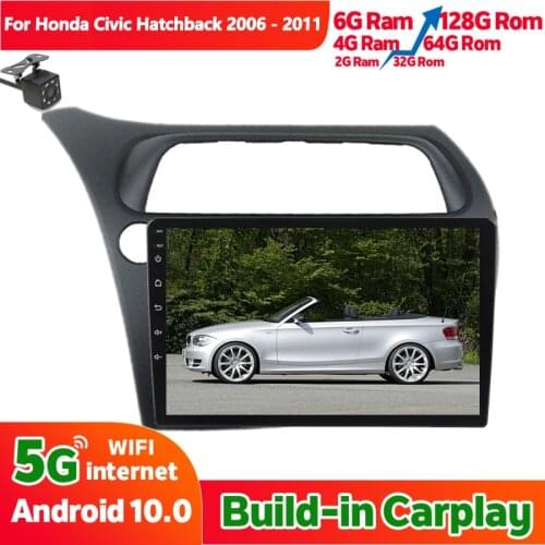 2 Din Android 10.0 Navigation Carplay For Honda Civic Hatchback 2007-2009-2011 GPS Stereo Radio Car Multimidia Player Head Unit