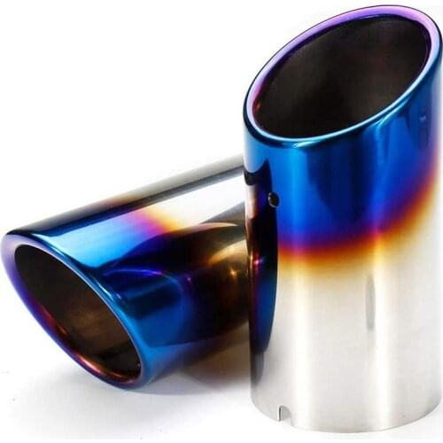 2PCS Grilled Blue Stainless Steel Automobile Exhaust Pipe Fixture Design Easy to Install Car Modified Tail Throat for Malibu