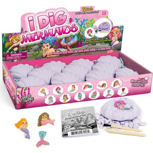 2021 12pcs/set Mermaid Eggs Blind Box Archaeological unicorn Novelty Digging Fossils Animal insect toys Christmas gift