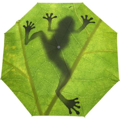2021 New Creative Frog Print Children Umbrella Automatic Three Folding Green Umbrella Rain Women Sunscreen Anti UV Brand Parasol