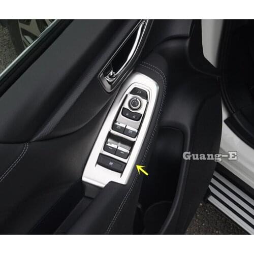 For Subaru Forester 2018 2019 2020 Car ABS Silver Door Window Glass Panel Armrest Lift Switch Button Trim Frame Molding 4pcs