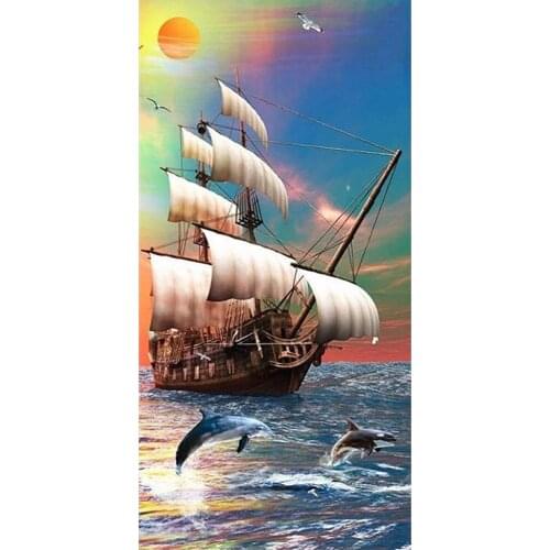 Full square/round 5D DIY diamond painting Sailing ship at sea Embroidery Pattern Cross stitch kits mosaic wall stickers