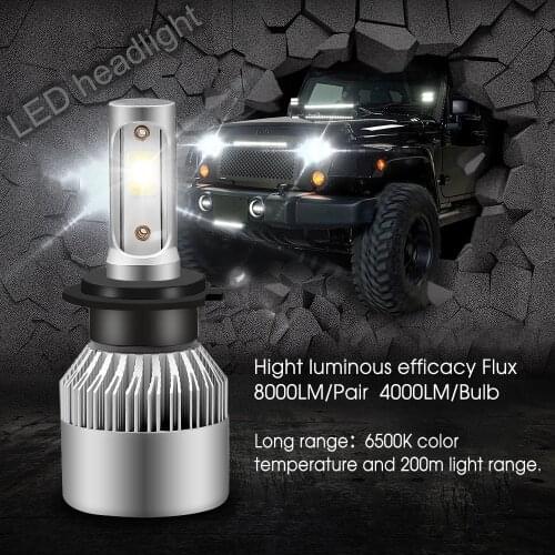 COB LED Headlight Bulbs 6500K S2 H4 H7 H1 H11 H13 Car Head light 12V 9005 9006 H3 9007 72W 8000LM Car LED lamp Cold White WC-L9