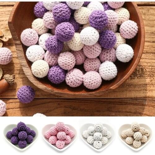 10Pcs Crochet Beads 20mm beads jewelry Making Natural Wooden Bead Teether Babies DIY Necklace Making Handmade DIY