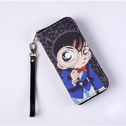 Detective Conan Anime Long Wallet Colorful Zipper Money Bag Cool Design Card Holder Purse for Cosplay Gift