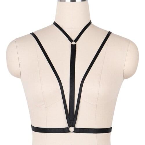 Women Harness Bra Crop Top Body Harness Cage Fetish Gothic Bondage Bra Harness Halloween Rave Wear Harajuku Harness Cage Bra