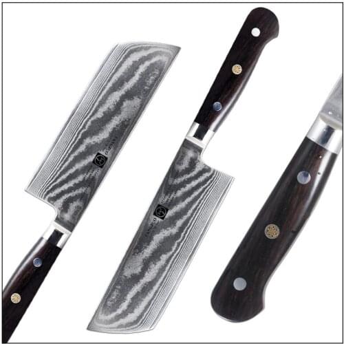 FANGZUO 6.5 inch Chinese Cleaver Damascus Chefs Knife kitchen Cooking knife Ebony wood Handle Santoku Knife Slicing Chopping