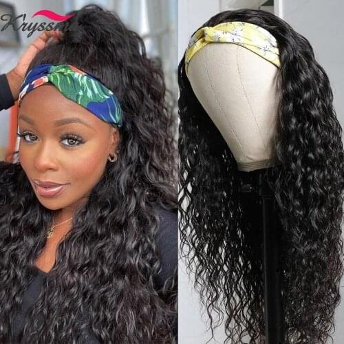 Kryssma Curly Headband Wig Long Curly Synthetic wigs natural looking headband Wigs For Black Women Heat Resistant Fiber Hair