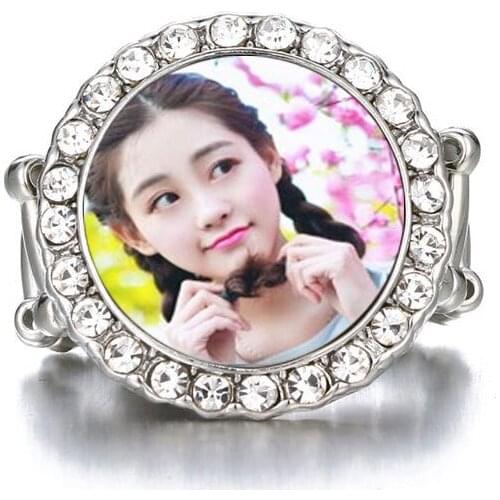 Button ring jewelry for dye sublimation fashion trendy ring for party heat transfer blank consumables coustomized diy gift