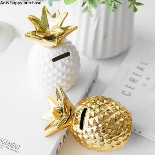 Pineapple Storage Box Ceramic Ornaments Piggy Bank Decoration Crafts Home Decoration Accessories Storage Tank Model Furnishings