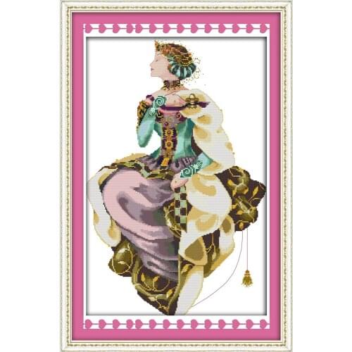 Autumn queen cross stitch kit beauty women 18ct 14ct 11ct count printed canvas x stitches embroidery DIY handmade needlework