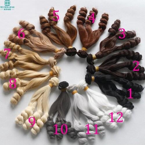 1pcs 15cm*100CM doll wigs fits 1/3 1/4 bjd doll Screw curls black, brown, khaki, light gold hair for doll