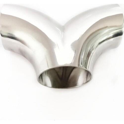 63mm 2.5" Pipe OD Butt Welding Y-Shaped Elbow 3 Way SUS 304 Stainless Sanitary Fitting Spliter Homebrew Beer Wine