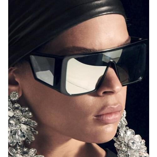 Men Women Gradient Eyewear Square Large Frame Sun Glasses 2021 New Fashion Brand Unisex Mirror Sunglasses for Male/Female UV400