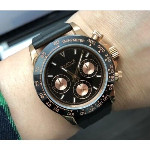 Sapphire Crystal 39mm PARNIS Japanese quartz movement mens watch Multi-function quartz watches 5Bar pa40