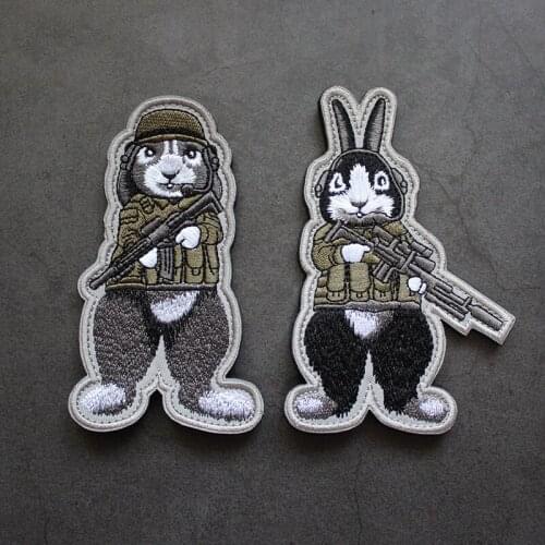 Animals Embroidery Patch Tactical Chapter Rabbit Dog Soldier Emblem Badges Appliques Combat Embroidered Patches For Clothing
